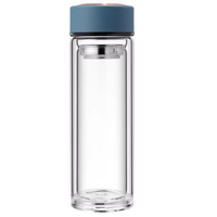 Bouteille d'eau en verre portable avec infuseur à fruits personnalisé, marque privée, avec filtre à thé, double paroi, verre borosilicate de haute qualité, bouteille à thé