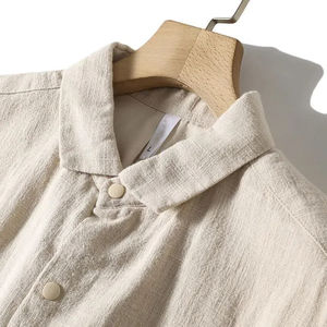 Giacca di <span class=keywords><strong>lino</strong></span> da <span class=keywords><strong>uomo</strong></span> Safari Casual Safari giacca da <span class=keywords><strong>uomo</strong></span> in puro colore senza colletto Retro giacca a vento Ramie - Product Image 5