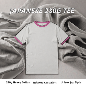 230g Heavyweight 100% Cotton Ringer <b>T</b>-<b>Shirt</b> Short Sleeve O-Neck Loose Fit for <b>Men</b> Streetwear - Product Image 2