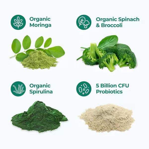 Poudre de superaliments Micro Supergreens : Chlorelle, Moringa, Épinards, Brocoli, Enzymes digestives, Probiotiques, Pomme, <span class=keywords><strong>Poire</strong></span>, Soutien immunitaire - Product Image 4
