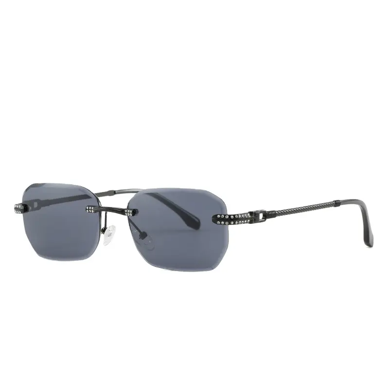 2023 Neue europäische und amerikanische bunte Damen-Sonnenbrille Personal isierte rahmenlose getrimmte Ocean Piece Fashion Diamond-Sonnenbrille