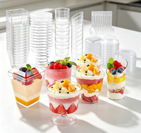 Gobelets à dessert jetables et recyclables en plastique transparent, très demandés, pour parfaits, puddings, yaourts, mousses, fruits et glaces