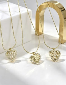Exquisito Diseño de Joyería para Mujer, Collar con Colgante de Corazón con Circonita Blanca, Precio al por Mayor, para Uso Diario - Product Image 1