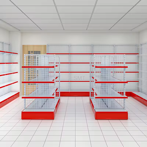 Étagère de supermarché double face en fil métallique avec panneau arrière en treillis métallique pour magasin de détail, gondole de rayonnage en fil métallique - Product Image 6