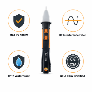 Testeur de tension sans contact Testo 745 12-1000V AC avec lampe torche LED, étanche IP67, stylo testeur électrique CAT <span class=keywords><strong>IV</strong></span> - Product Image 4