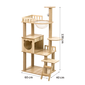 Factory Direct Low Prices Pet Cat Tree with Space Pod and Sisal Scratching Post Large Cat Bed Wholesale
