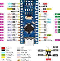 Módulo Honclay Nano V3.0 ATmega328P CH340G 5V 16M Mini USB, Placa de Desarrollo de Microcontrolador con Conectores PIN