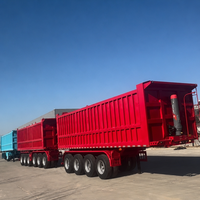 Semi-remorque benne arrière en acier en forme de U à quatre essieux, capacité 50 tonnes, prix direct usine, pour le transport
