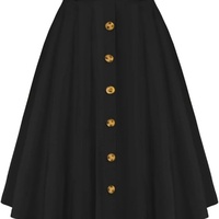 Faldas Midi acampanadas de cintura alta Vintage para mujer, poliéster elástico, seda bordada, transpirable, incluye bolsillos, cinturones