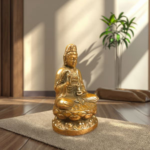 รูปปั้นทองสั<span class=keywords><strong>ม</strong></span>ฤทธิ์และทองเหลืองของพระโพธิสัตว์เจ้าแม่<span class=keywords><strong>กวน</strong></span><span class=keywords><strong>อิ</strong></span><span class=keywords><strong>ม</strong></span>นั่งอยู่<span class=keywords><strong>บน</strong></span>บัลลังก์ดอกบัวรูปปั้นทางศาสนาที่กำหนดเองของเทพเจ้าและพระพุทธรูป - Product Image 3