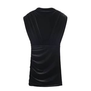 Pb & za महिलाओं 2025 शरद ऋतु के नए चिक फैशन मखमली कंधे की पोशाक विंटेज आस्तीन वाली महिला कपड़े मुजेर - Product Image 2