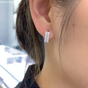 18k纯白金VVS Def 2排0.97 Ct实验室为女性种植钻石耳环 - Product Image 1