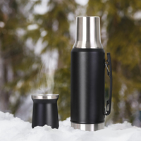 Bouteille isotherme en acier inoxydable à double paroi WEVI personnalisée de 1000 ml et 1200 ml pour Yerba Mate avec poignée