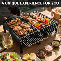 Barbecue portable multifonctionnel au charbon de bois, fumoir de table pour le camping en plein air