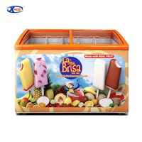 Congélateur horizontal de haute qualité pour la présentation de glaces, avec porte double vitrée incurvée, usage commercial
