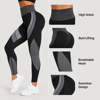 Leggings Deportivos Sin Costuras para Mujer, Cintura Alta, Banda Acanalada, Levanta Glúteos, Control de Abdomen, Pantalones de Yoga y Pilates
