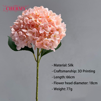 TH1543 Fleurs artificielles en soie de haute qualité, Hortensias pêche à grande tête pour la décoration de mariages et d'événements