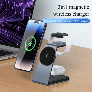 ที่ชาร์จไร้สายแบบ3 in 1ทำจากอะลูมิเนียม15W สำหรับ <span class=keywords><strong>iPhone</strong></span> 15 14 <span class=keywords><strong>13</strong></span> 12 Airpods <span class=keywords><strong>Apple</strong></span> <span class=keywords><strong>Watch</strong></span> - Product Image 2