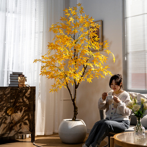 Lớn Nhân Tạo Vàng Đỏ Cây Maple Thực Tế 7ft 8ft Nhà Máy Trong Nhà Ngoài Trời Trang Trí Nội Thất Cây Cho Khách Sạn Cho Cửa Hàng - Product Image 6