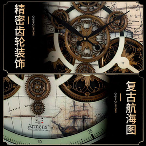 Luxury <b>Mechanical</b> Wall <b>Clock</b> Round Metal Gear Retro Design Living Room Decoration Battery Powered Single Face 7Cm Thickness - Product Image 2