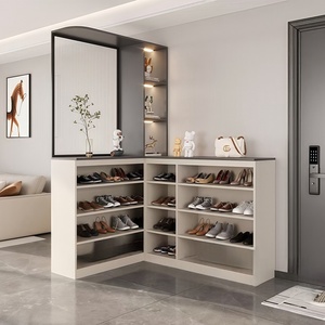 ชั้นวางรองเท้าไม้แบบโมเดิร์นปี 2026 ตู้มุมอเนกประสงค์พร้อมดีไซน์แบบซ่อน ไร้ที่จับ เฟอร์นิเจอร์ห้องนั่งเล่น - Product Image 4