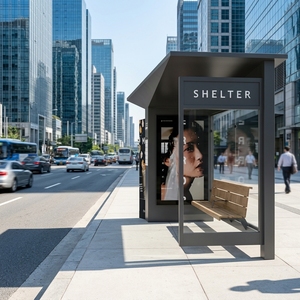 <span class=keywords><strong>Abri</strong></span> de bus moderne en acier galvanisé avec écran publicitaire LED numérique vertical – <span class=keywords><strong>Abri</strong></span> de transport urbain intelligent - Product Image 2