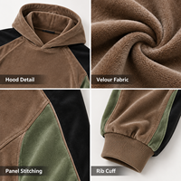 Ensemble jogging et sweat à capuche en velours pour homme, color block, 2 pièces, tissu doux et moelleux pour tenue décontractée quotidienne