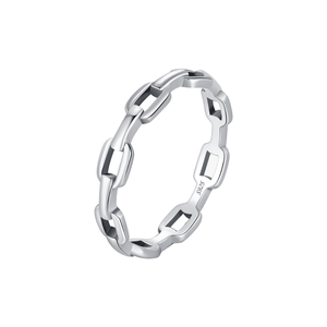 Trendy 925 Sterling <b>Silver</b> Lock Chain <b>Ring</b> Simple Stackable Eternity Band <b>Ring</b> for <b>Men</b> Women Wedding Engagement Party Wear <b>Ring</b> - Product Image 1