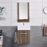 Ensemble de meuble-lavabo de salle de bain moderne avec lavabo et miroir 60 cm contreplaqué et MDF résistant à l'eau