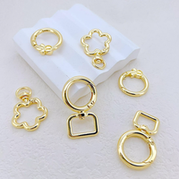 CH-LAP2214 Fermoirs ronds OT plaqués or tendance en forme de fleur, accessoires en cuivre pour la fabrication de colliers, vente en gros