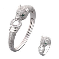 Nouvel ensemble bague et bracelet léopard en laiton plaqué or micro-diamanté, style vintage 2021, bijoux pour hommes et femmes, vente en gros, personnalisable