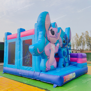 Castillo Inflable Stitch para Niños, Castillo Azul con Tobogán, Jumper de PVC, Certificado CE, Protección UV, Ecológico - Product Image 3