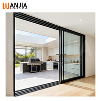 Villa Salon Design Moderne Porte Patio Coulissante en Aluminium Ajustable avec Stores Intégrés