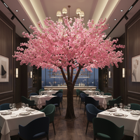 Arbre artificiel de cerisier rose sur mesure de 3,6 m à 3,9 m de haut pour mariages, restaurants, centres commerciaux et aménagements paysagers