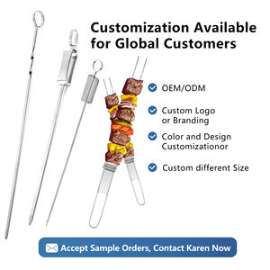 Brochetas de Acero Inoxidable en Oferta, Juego de Brochetas Metálicas de Varios Tamaños para Barbacoa, Accesorios para Asar - Product Image 1