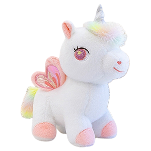 ตุ๊กตายูนิคอร์นคู่ สีฟ้า จูบกันแบบหน้าต่อหน้า ขนสีรุ้งเข้าชุด พื้นหลังสีขาวเรียบง่าย - Product Image 3