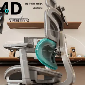 Chaise de jeu ergonomique en tissu avec soutien <span class=keywords><strong>lombaire</strong></span>, inclinable, pivotante à 360°, réglable en hauteur, siège de bureau confortable pour la chambre à coucher - Product Image 4