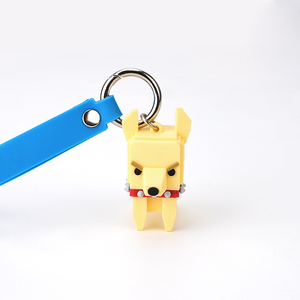 Bán Buôn <span class=keywords><strong>3D</strong></span> <span class=keywords><strong>PVC</strong></span> Kawaii Dễ Thương Phim Hoạt Hình Keyring Mặt Dây Chuyền Con Chó Móc Chìa Khóa Vòng Cao Su Keychain Với Dây Đeo Cổ Tay - Product Image 3