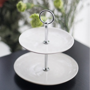Della fabbrica del commercio all'ingrosso rotondo bianco della festa nuziale di compleanno dessert cupcake snack piatto di porcellana del basamento set di ceramica 2 tier del basamento della <span class=keywords><strong>torta</strong></span> - Product Image 1