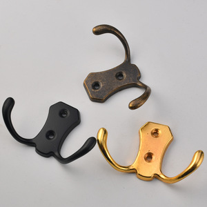 Antique European Style Zinc Alloy Double Hook Ram's Horn Hook For Dressing Room <b>Clothes</b> Hats And Miscellaneous Items - Product Image 3