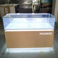 Comptoir d'Exposition Personnalisé en Métal à Éclairage LED pour Produits Électroniques, Présentoir de Téléphone Mobile, Vitrine en Verre au Design Exclusif