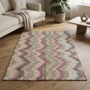 Alfombra Vintage de Diseño Geométrico, Alfombra Suave de Color Rosa Pastel, Morado y Verde, Rectangular, para Sala de Estar o Dormitorio - Product Image 5