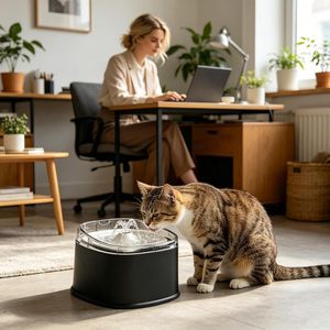 Fontaine à eau automatique pour animaux de compagnie - Distributeur d'eau silencieux en PP pour chiens et chats avec filtre anti-brûlure à sec, anti-éclaboussures et grande capacité - Product Image 3