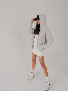 <span class=keywords><strong>OEM</strong></span> Vente en gros personnalisé Poche zippée Ensemble sweat à capuche avec fermeture éclair complète Sweatshirts à capuche Ensemble deux pièces pour femmes - Product Image 6