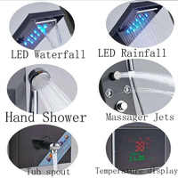 Panneau de douche thermostatique LED en acier inoxydable de haute qualité multifonction contemporain mural Massage par jet de pluie