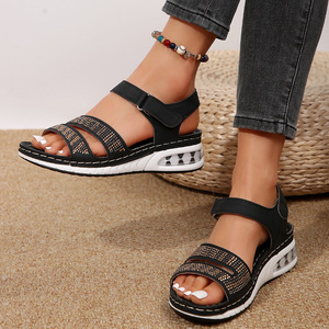 Nouvelles sandales compensées à plateforme à semelle épaisse pour femme, grande taille, en PU, à enfiler, collection été 2026 – Stock direct fabricant - Product Image 2
