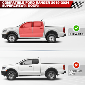 Ulon Twee Verhoogde Treeplanken Aan De Zijkant Voor 2019-2024 F-Ord Ranger Supercrew 4-deurs 2 Trappen Gepoedercoat Zwart Koolstofstaal - Product Image 5