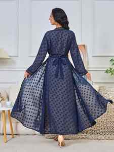 Elegante Set Abaya con Cardigan Ricamato e Gilet, Vestito da Sera Traspirante e Alla Moda <span class=keywords><strong>per</strong></span> la Primavera, <span class=keywords><strong>per</strong></span> Dubai e Paesi del Medio Oriente - Product Image 4