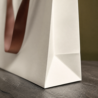 Sac cadeau de luxe en papier blanc avec poignées en ruban – Présentation sophistiquée pour boîtes à bijoux, coffrets de parfums, cadeaux clients