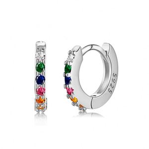 Dylam Bling Earring 5a Cubic Zircon Vintage Designer Ladies Sterling <b>Silver</b> Earring Colorful Cubic Zircon Mini <b>Hoop</b> Earrings - Product Image 1